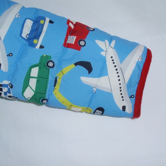 Mini Boden Blue Kids Puffer Jacket with Vehicle Print - Picture 12 of 12